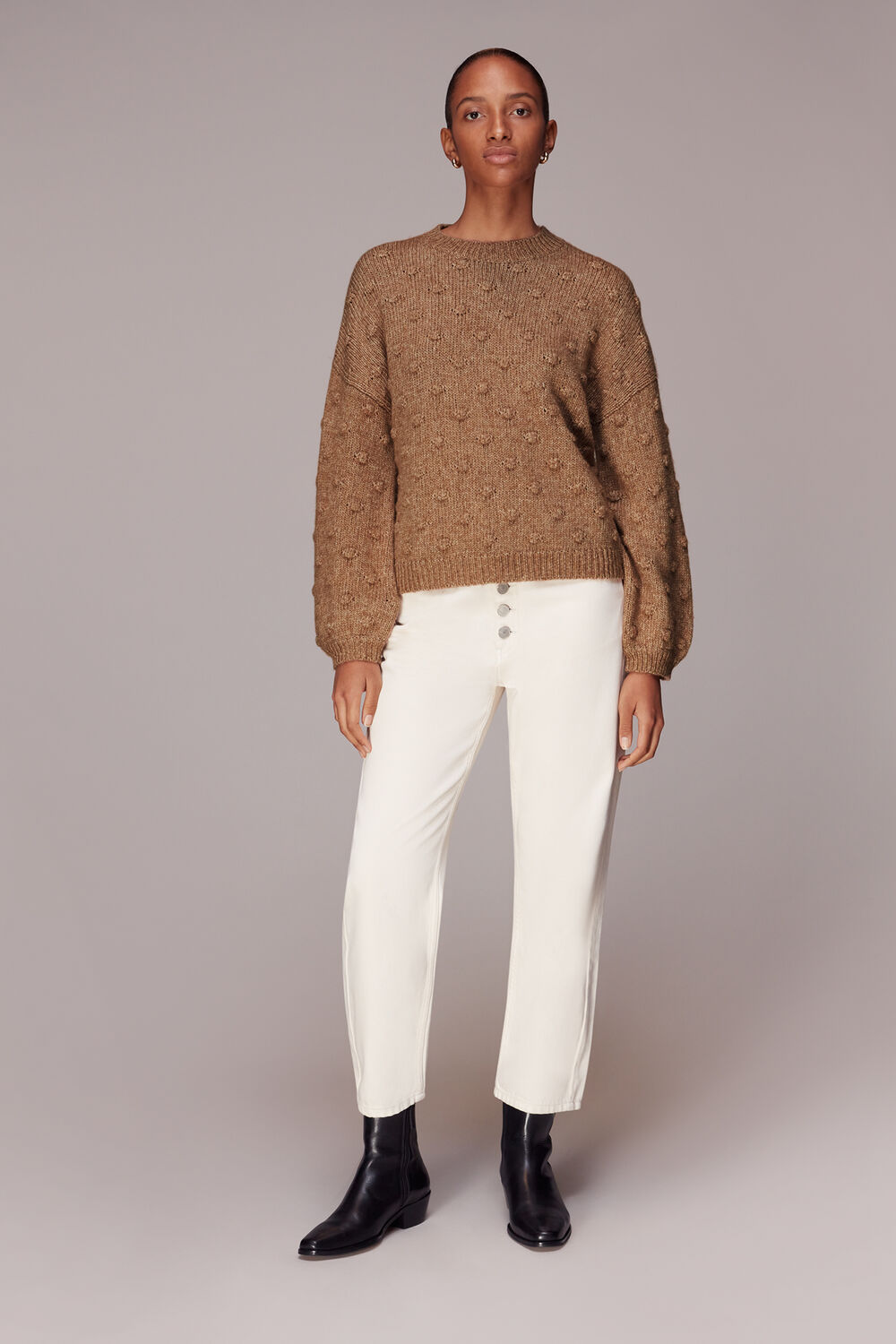 Neutral Bobble Knitted Jumper